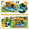 Multifunctional inflatable bounce house water park with slide, climbing wall, and spacious pool for wet and dry play.