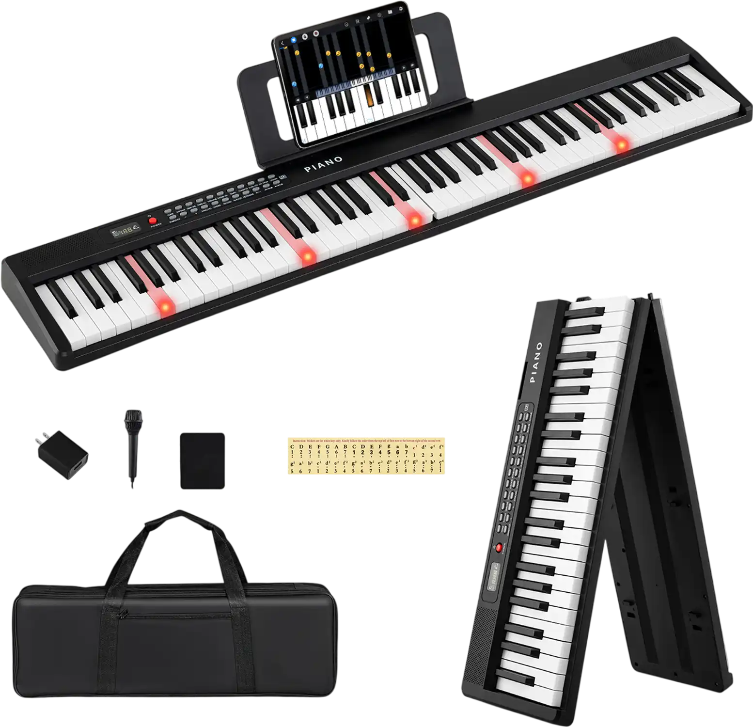 Costway 88-Key Foldable Portable Semi-Weighted Electric Piano Keyboard 72041487 New