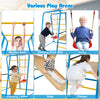Indoor jungle gym featuring monkey bars, climbing ladder, slide, and swing for kids aged 3+, designed for safe play.