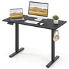 Ergonomic electric standing desk in black, 48"x24", with memory settings and headphone hook for home office use.