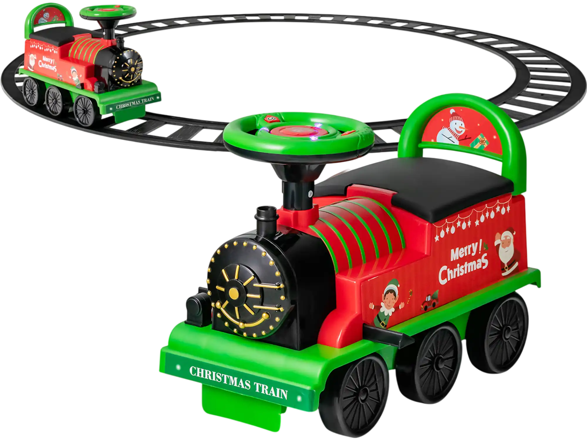 Costway 6V Electric Kids Ride-On Toy Train w/ 16-Pc Tracks 78465312 New