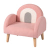 Kids armchair in pink with ergonomic backrest and armrests, covered in soft teddy fleece for comfort and support.