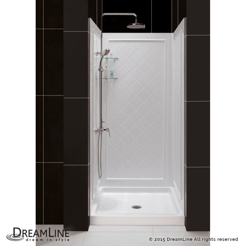 DreamLine Acrylic Shower Base and Backwall Kit Center Drain 36" x 36" x 76.75" New