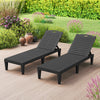 Black outdoor PP chaise lounge chairs set of 2 shown from the side, designed for sunbathing and easy transport.