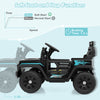 Black 12V kids ride-on truck showcasing soft start and stop functions, perfect for safe outdoor adventures.