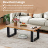 Rustic 47" coffee table with thickened oak tabletop and black metal legs, perfect for living room decor and snacks.