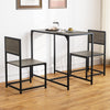 Compact dining set showcasing a side view of the table and two chairs with a faux wood grain finish, perfect for small.