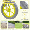 Close-up of a yellow EVA foam wheel from a 12-inch balance bike, designed for stable and smooth movement on various.