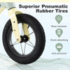 Close-up of the 12-inch balance bike's anti-puncture pneumatic rubber tire, designed for safe and smooth riding.