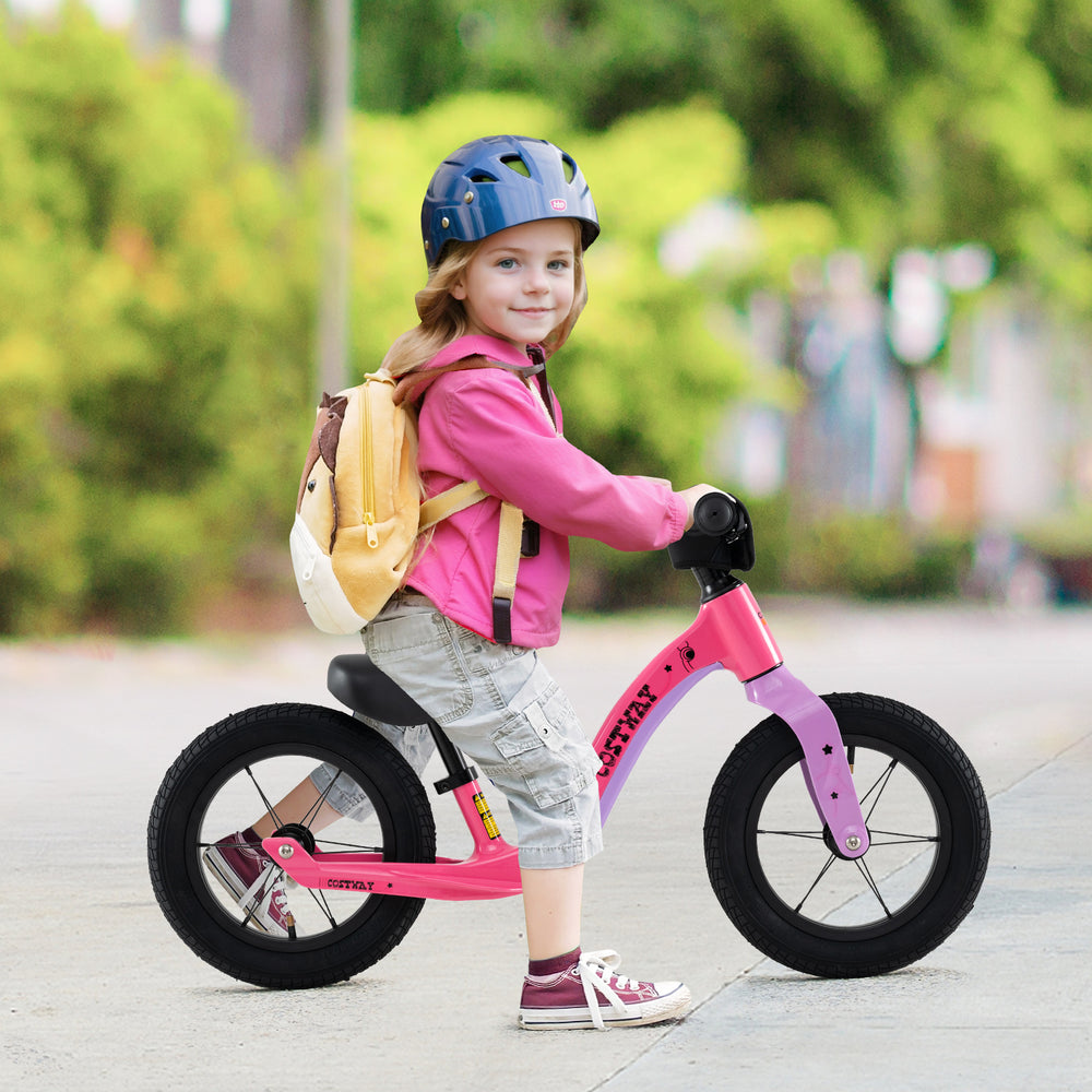 12-Inch Balance Bike with Adjustable Seat and Rotatable Handlebar for Over 36 Months Old-Pink - Gallery View 1 of 10