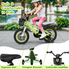Kids bike with adjustable seat and handlebars, detachable training wheels, and ergonomic design for safe riding.