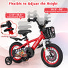 12-inch kids bike with adjustable seat and handlebar, storage basket, and double brake for ages 3-4 years.