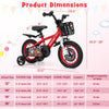 Adjustable 12-inch kids bike in red with storage basket, hand brake, and training wheels for ages 3-4 years old.