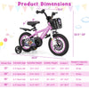 Kids bike with 12-inch wheels, adjustable handlebar and saddle, suitable for 3-4 years old, featuring training wheels.
