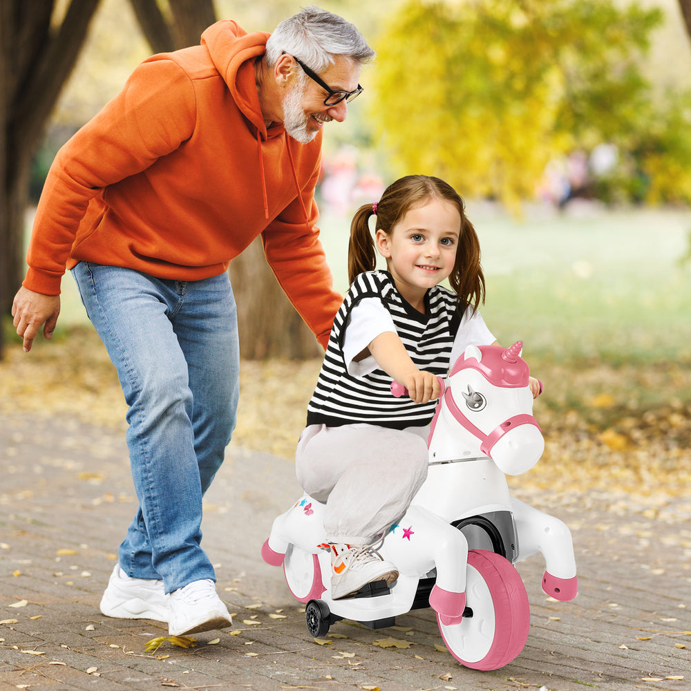 12V Unicorn Ride on Toy with Training Wheels and Horse Riding Mode-Pink - Gallery View 1 of 10