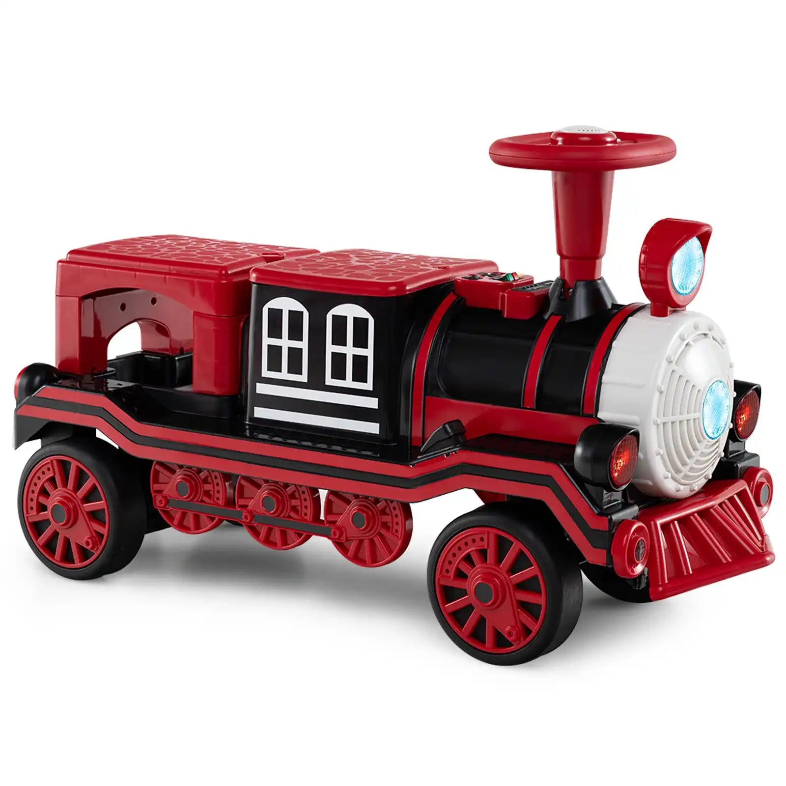 Costway 12V 2-Seater Ride On Train Toy w/ Train Whistle & Removable Chair 217894635 New