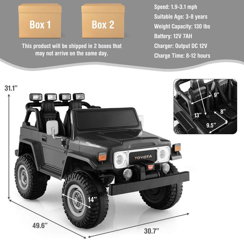Costway Ride-On Car Licensed Toyota FJ40 with Remote Control 2-Seat 12V New
