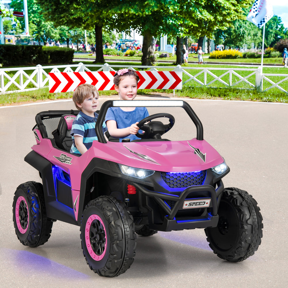 12V 2-Seater Kids Ride on UTV with Slow Start Function Music-Pink - Gallery View 1 of 10