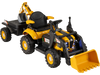 4-in-1 kids ride-on tractor in yellow with detachable trailer, adjustable shovel, and remote control for fun outdoor.