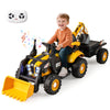 Kids ride-on tractor with detachable trailer, adjustable shovel, and remote control for fun outdoor adventures.