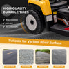 Close-up of durable anti-skid tire on the 12V kids ride-on excavator, designed for various road surfaces.
