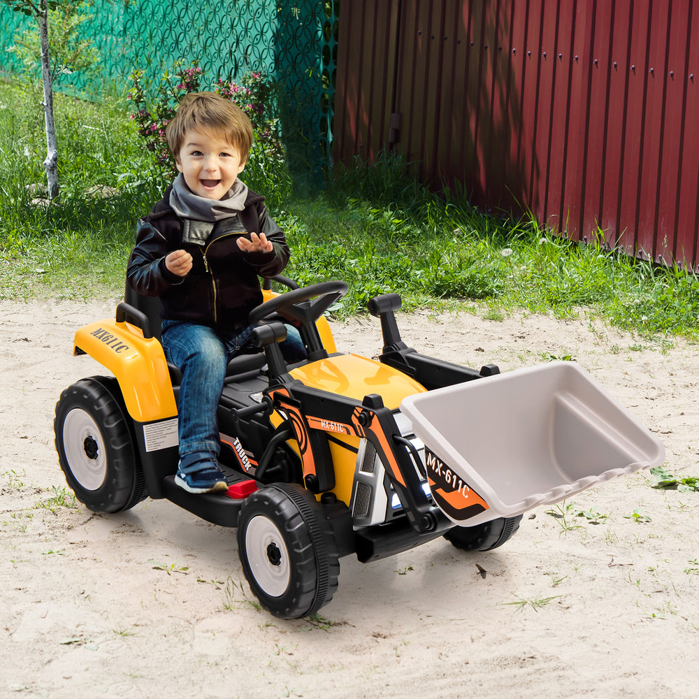 12V Battery Powered Kids Ride on Excavator with Adjustable Arm and Bucket-Yellow - Gallery View 1 of 10