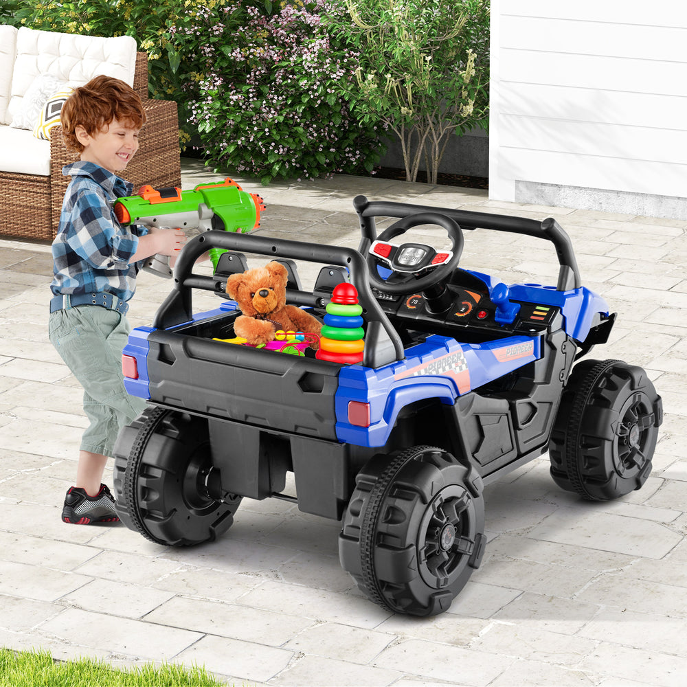 12V Battery Powered Electric Vehicle with Remote Control and 3 Speeds-Blue - Gallery View 1 of 12