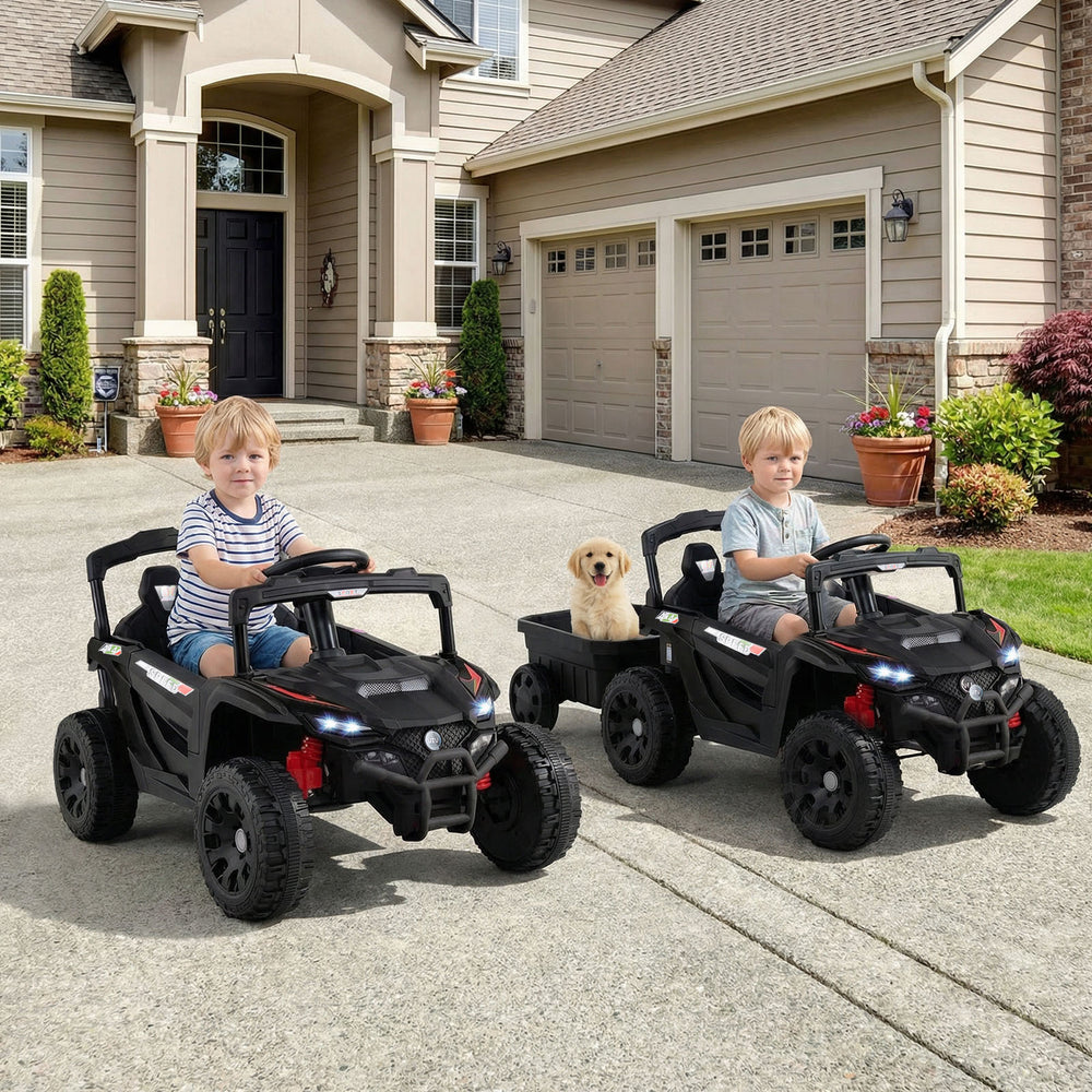 12V Battery Powered Ride On Tractor with Parent Remote Control-Dark Gray - Gallery View 1 of 11