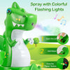Colorful dinosaur bumper car with spray function, remote control, and safety features for toddlers aged 2-5.