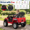Red 12V electric kids ride-on car with dual motors, remote control, and spacious 2-seater design for outdoor fun.
