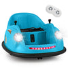 Blue 12V electric kids ride-on bumper car with remote control, LED lights, and 360-degree spin for indoor or outdoor.