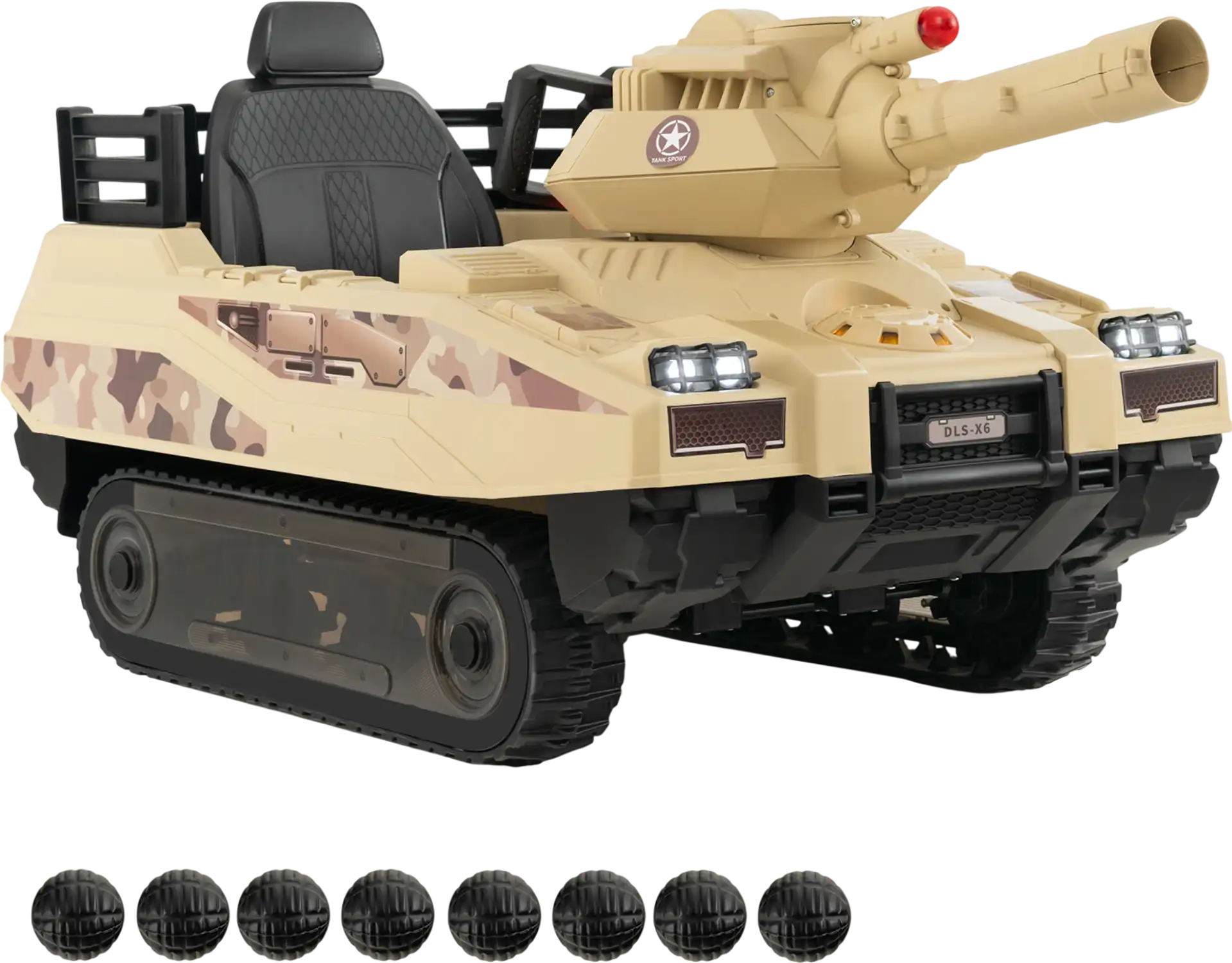 Costway 12V Kids Ride-On Tank w/ Rotatable Turret & 8 Missiles 29386741 New