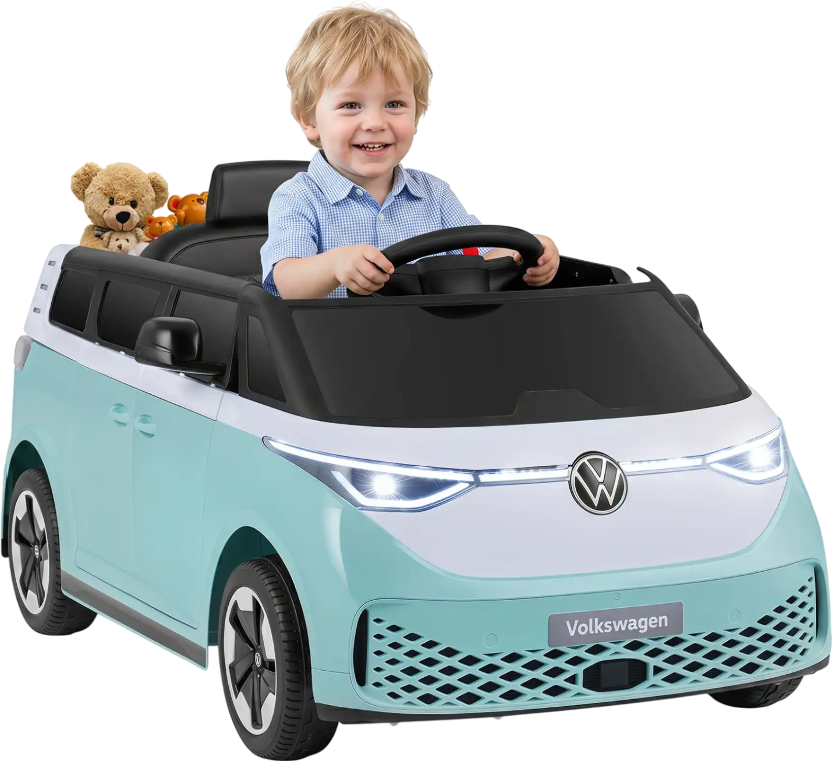 Costway Licensed Volkswagen 12V Kids Electric Car Bus Ride-On Toy w/ Music LED Headlights 35339689 New