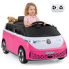 12V Kids Electric Car Bus with Music and LED Headlights Licensed Volkswagen-Pink - Gallery View 1 of 8