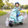 12V Kids Electric Motorcycle Licensed VESPA with Music and Training Wheels-Green - Gallery View 1 of 13