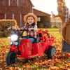 12V Kids Motorcycle with 3 Wheels and Trailer and Shovel Ride On Tractor-Red - Gallery View 1 of 10