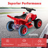 Red 12V Kids Ride On ATV with dual motors, LED lights, and 3-7 mph speed, perfect for young riders' outdoor fun.