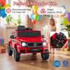 Red licensed Mercedes Benz EQG 580 kids ride-on car for ages 3-8, featuring remote control and dual motors for high performance.