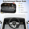 Close-up of the control panel for the 12V Kids Ride on Car Mercedes-Benz, featuring music, MP3, USB ports, and remote.