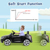 Kids ride-on car licensed Audi SQ8 in black, featuring soft start function and remote control for safe driving fun.