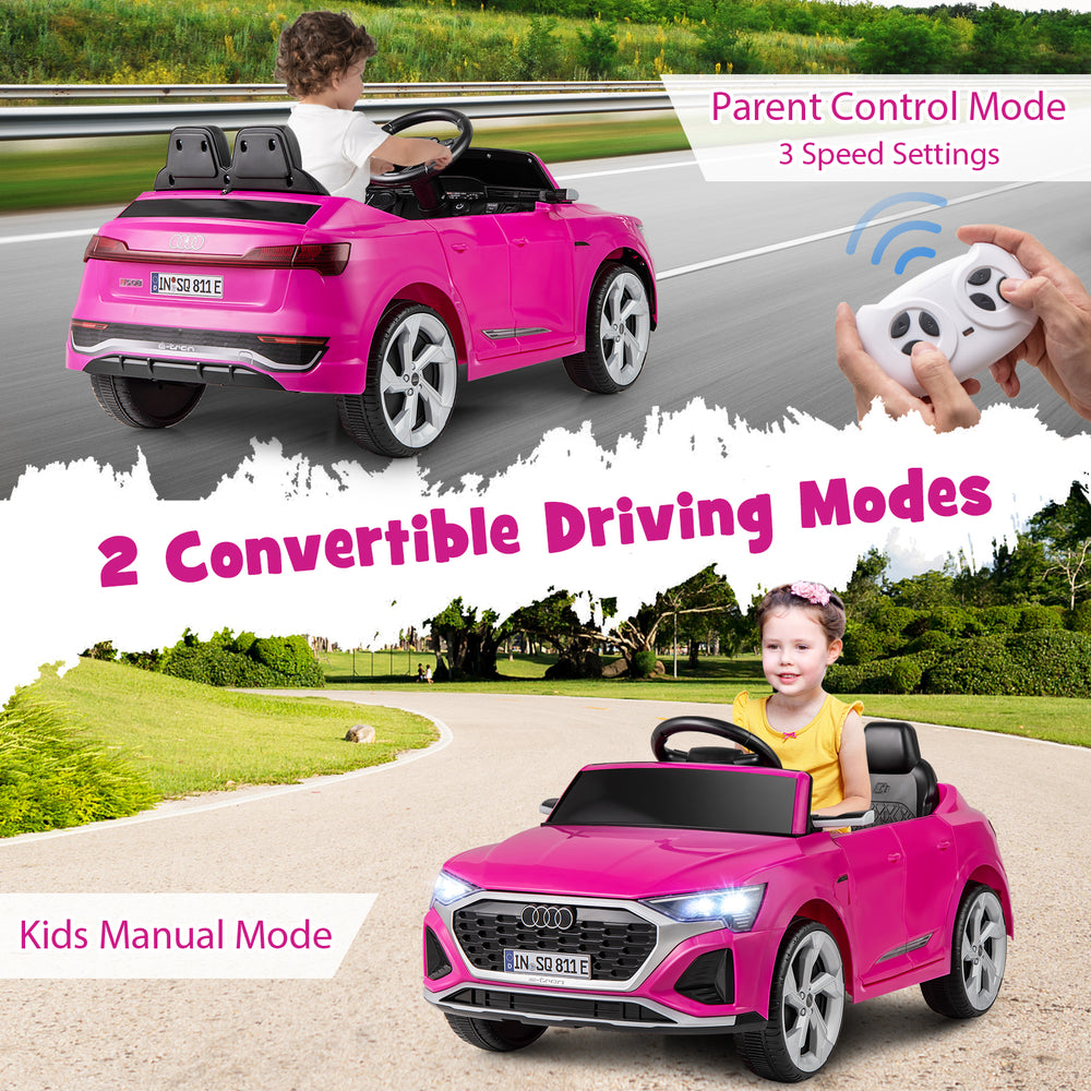 12V Kids Ride on Car Licensed Audi SQ8 with Remote Control and 3 Speeds-Pink - Gallery View 1 of 11