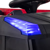 Close-up of the blue LED light on the 12V Kids Ride on Fire Truck, featuring a sleek design for fun outdoor play.