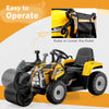 Kids ride-on road roller in yellow with adjustable drum roller and remote control for immersive play and driving fun.