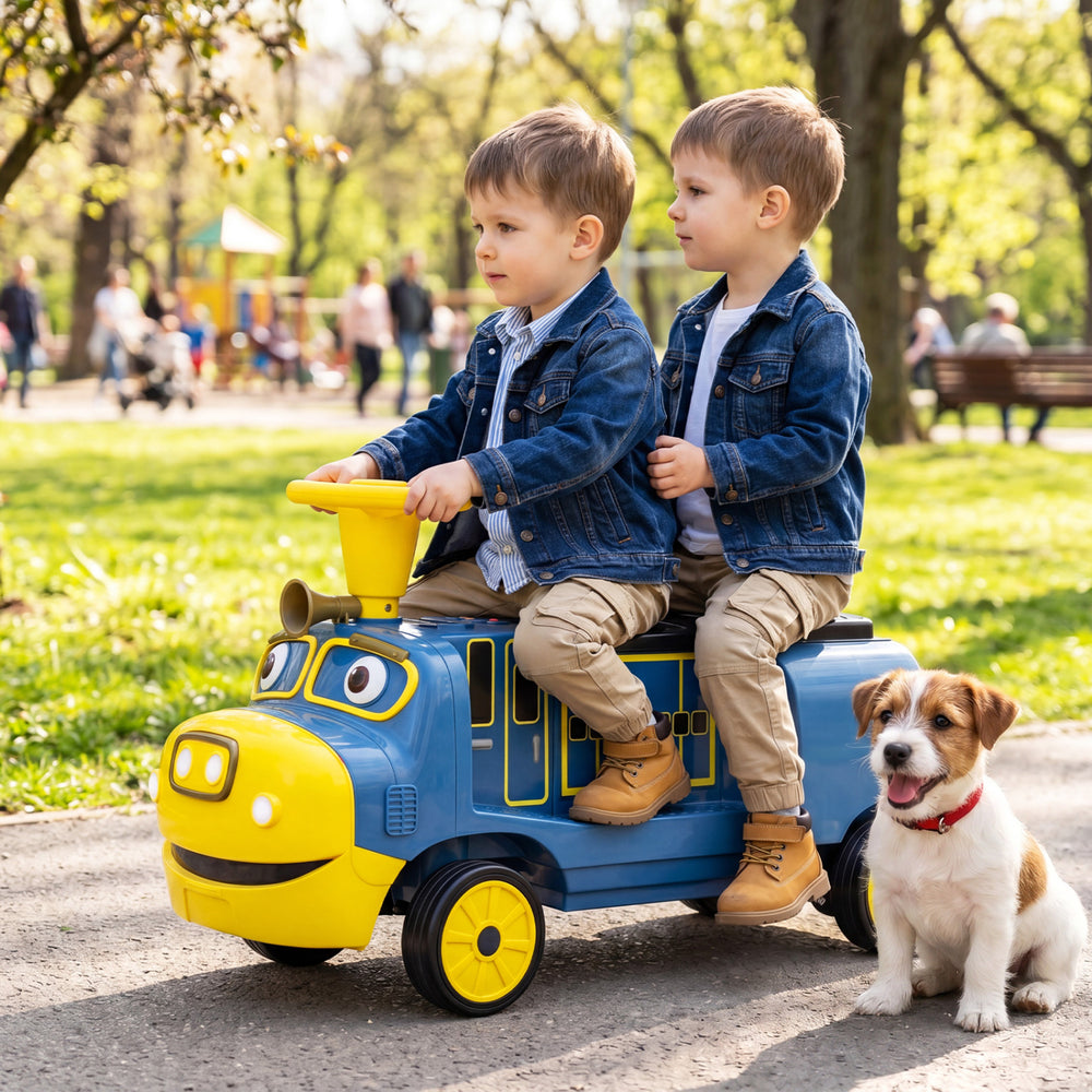 12V Kids Ride on Train 3-Seater with Detachable Carriage Licensed Chuggington-Blue - Gallery View 1 of 11