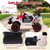 12V kids ride-on truck in red features secure lockable doors, safety harness, and smooth start for safe outdoor fun.