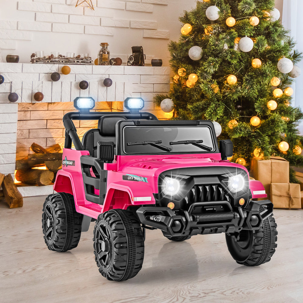 12V Kids Ride on Truck Car with Remote Control Threaded Wheels and 3 Speeds-Pink - Gallery View 1 of 13