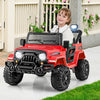 Red 12V kids ride-on truck car showcasing powerful 35W motors and child-friendly steering wheel for fun driving.
