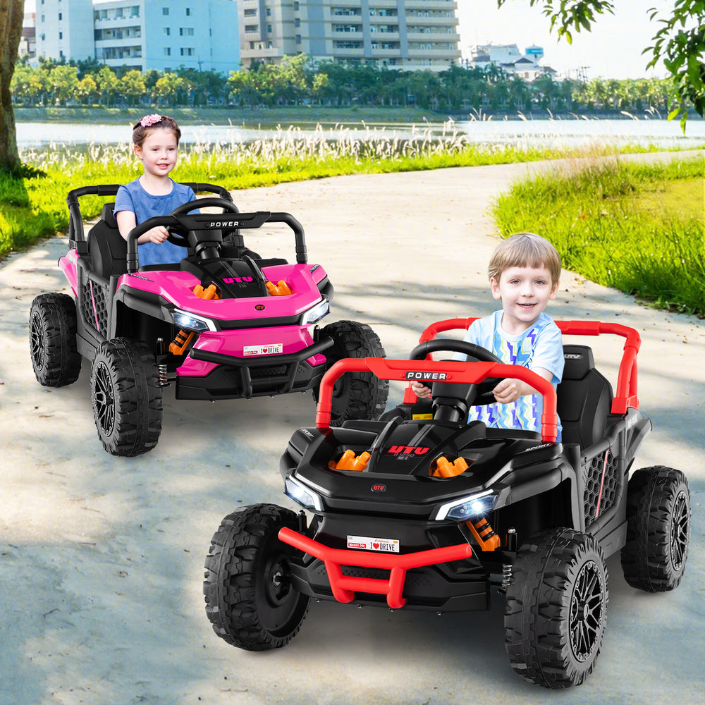 12V Kids Ride on Truck Off-Road UTV with Parental Remote and Lights-Black - Gallery View 1 of 11