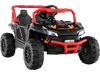 Black 12V kids ride-on truck UTV with parental remote, LED headlights, and off-road tires for safe outdoor fun.