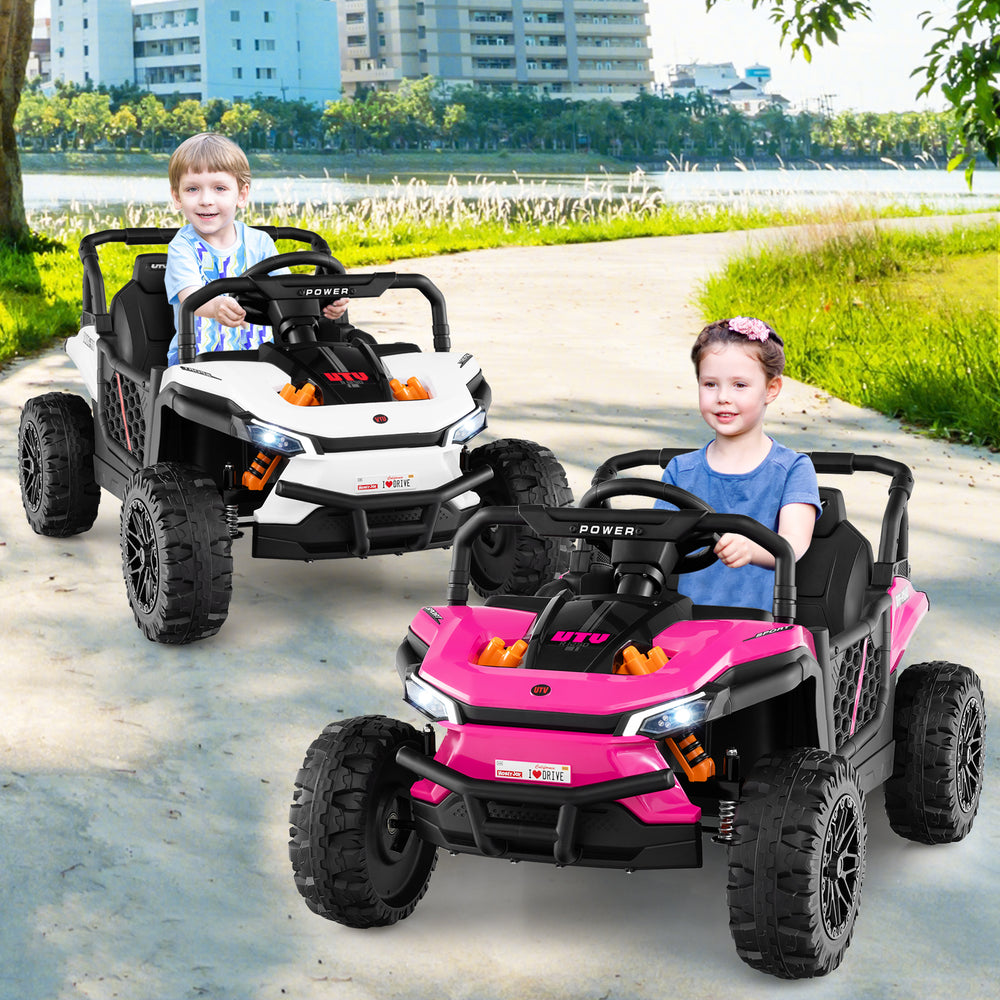 12V Kids Ride on Truck Off-Road UTV with Parental Remote and Lights-Pink - Gallery View 1 of 11